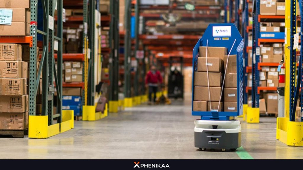 AGV wokring in E-commerce shipping